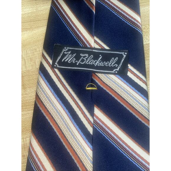 Vintage Mr. Blackwell Men’s Tie 70's 100% Polyester Groovey Design Wide Striped - Picture 3 of 8
